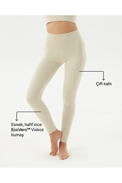 Ayma Active Cream Double Layer High Waist Basic Ecovero ™   Viscose Tights