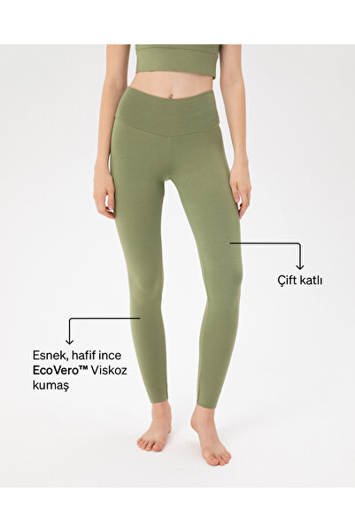 Ayma Active Matcha Green Double Layer High Waist Basic Ecovero ™   Viscose Ti...