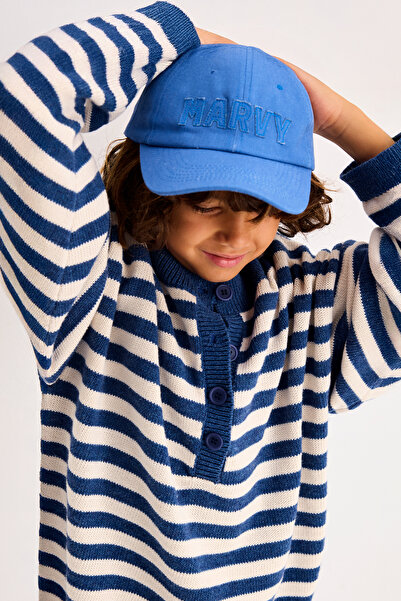 Marvy Striped Wool Sweater Blue-Ecru