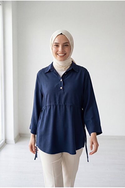 BENAHOLL Τουνίκ με κουμπιά στη μέση και στενή εφαρμογή - ZN2092 Ναυτικό μπλε