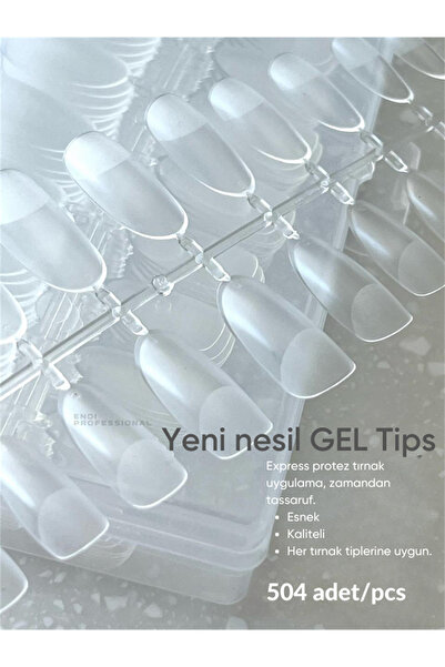 Endi Professional Jel tips 504 adet/pcs kutuda - Oval şeffaf matlaştırılmış h...