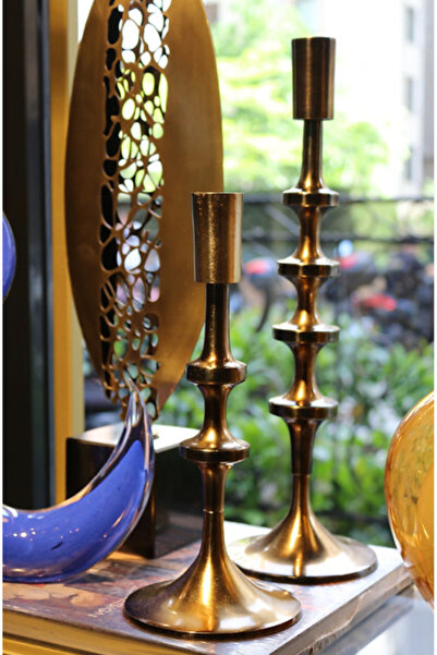 tuan design 2 li eskitme gold şamdan