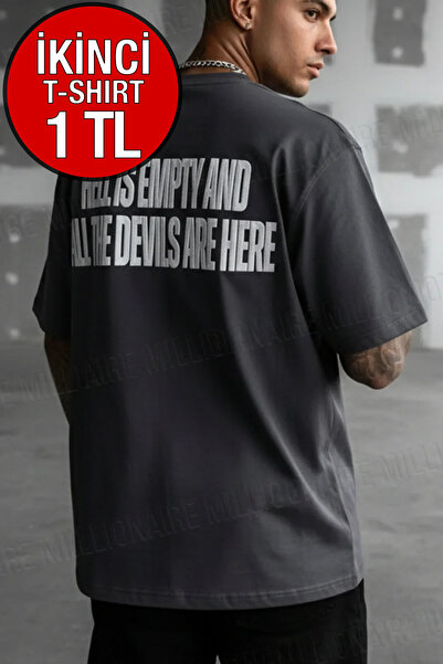 Teenage Millionaire Erkek Hell & Devil Kabaran Baskı Füme Bisiklet Yaka Overs...