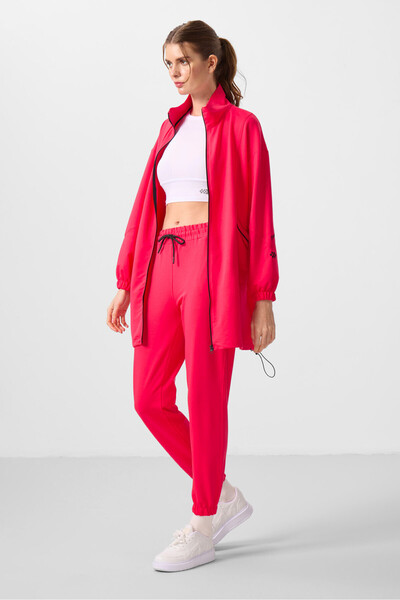 TOMMY LIFE طقم تونيك نسائي بياقة واقفة وسحاب من Viva Red - 95345