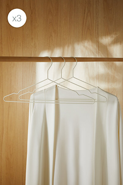 Ocean Home Textile 3 komada mat belih metalnih vešalica za odeću, vešalice za...