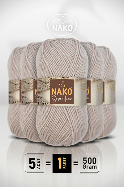 NAKO Süper İnci - 3079 Pembeli Gri - 5'li Paket - 100gr/250m - Bebek İpi - An...