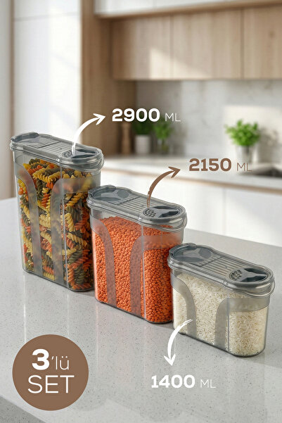 Vienev 3-Piece Double-Lid Food Storage Container Set 1X(1400-2150-2900 ml) An...