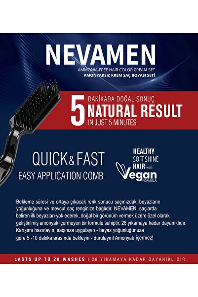 Neva Men 3/0 Natural Black Brown - KAHVE SİYAH Amonyaksız Krem Saç Boyası Seti
