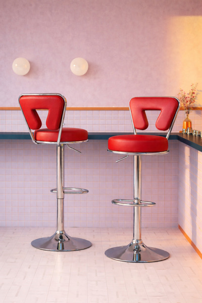 Bürocci Virago Bar Sandalyesi - Kırmızı Deri - 9540s0116