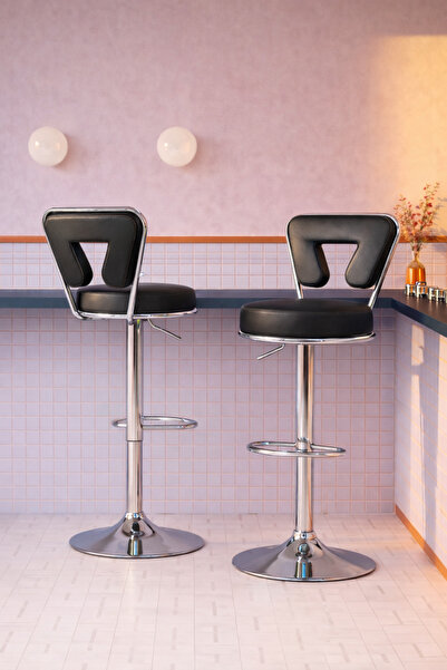 Bürocci Virago Bar Sandalyesi - Siyah Deri - 9540s0101