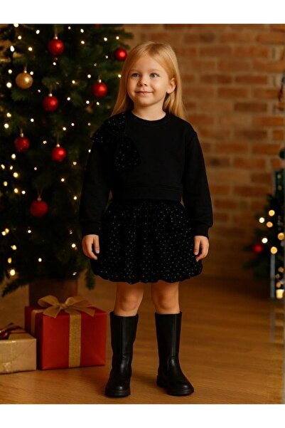 Zekids طقم تنورة للفتيات بتفاصيل فيونكة كبيرة وملمس ناعم ولامع