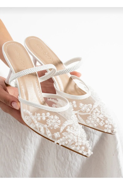 tulin women Pantofi de mireasă pentru femei Lilla, cu broderie din plasă și d...