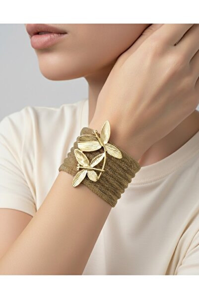 aurora dükkan سوار من الفولاذ الذهبي على شكل شبكة اليعسوب