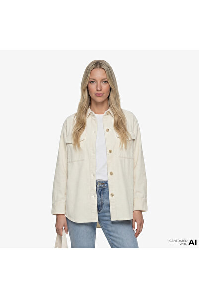 Gant Kadın Krem Relaxed Fit Klasik Yaka Gömlek