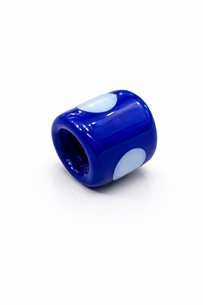 Defne Silver سحر زجاج مورانو اسطوانة زرقاء داكنة