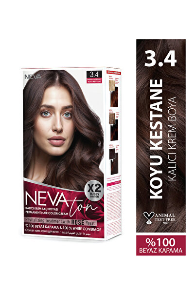 Nevaton 3.4 KOYU KESTANE Kalıcı Krem Saç Boyası Seti (X2)