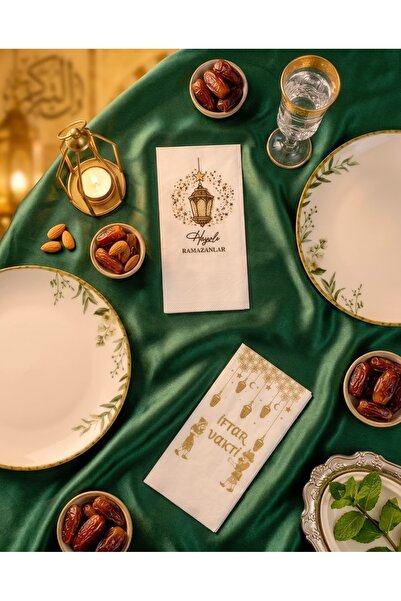 STRAINST 2 Paket Ramazan İftar Sofrası Peçete Hayırlı Ramazanlar Hoşgeldin Ra...