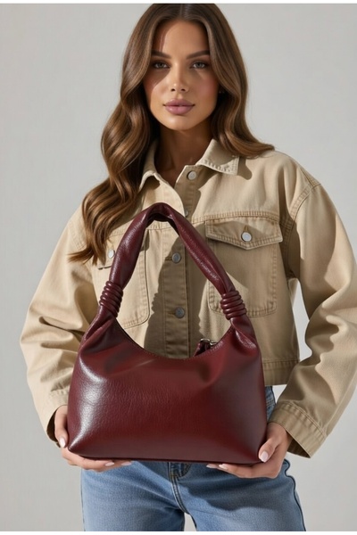 TUESFA Women's Burgundy Shoulder Bag Zippered Faux Leather Quality Craftsmans...