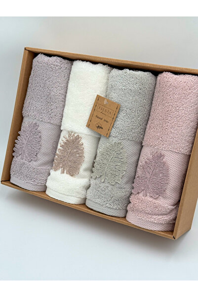 AYHANHOME طقم مناشف وجه من القطن الممشط بتصميم ثلاثي الأبعاد من فييستا، 4 قطع...