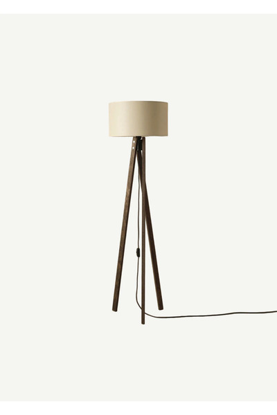 Bella Maison Bella Ahşap Lambader Krem-Ceviz (40x40x125 cm)