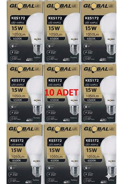 Global 15 Watt Led Ampul (Beyaz) 6500K (10ADET)