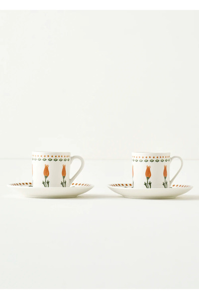 Bella Maison طقم أكواب قهوة من البورسلين من توليب، 2 قطعة (90 سم مكعب)