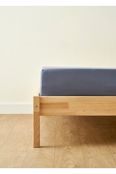 Bella Maison 100% Cotton Satin Supreme Double Fitted Sheet Blue (160X200X35 cm)