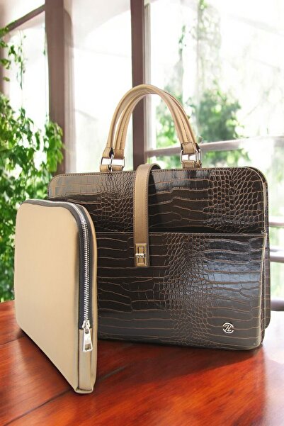 EYLÜL EZGİ BUTİK حقيبة كمبيوتر محمول ومحامي باللون الأسود غير اللامع - مقاس 1...