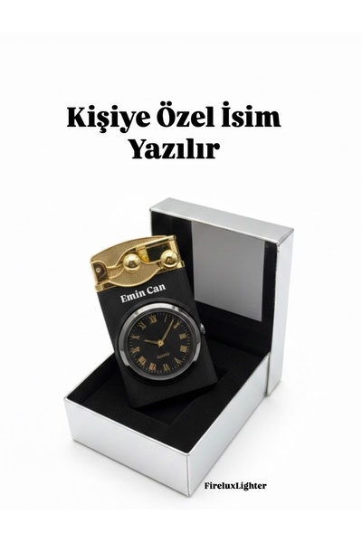 firelux lighter Kişiye Özel İsim Baskılı Saatli Jet Çakmak Gazlı Rüzgarda Sön...