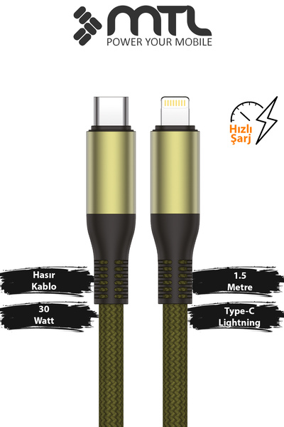 MTL Type-C to Lightning Hızlı Şarj ve Data Kablosu - 1.5 Metre - 30W PD Örgül...