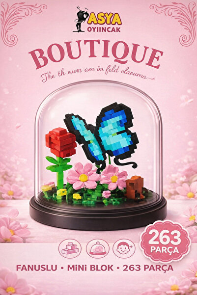 YILDIRIM OYUNCAK Fanuslu Çiçek Bricks Lego Mini Hobi Çiçekler Dekoratif Fanus...