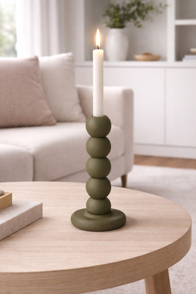 BitByteBrick Bubble Desenli Mumluk & Şamdan - Kahverengi