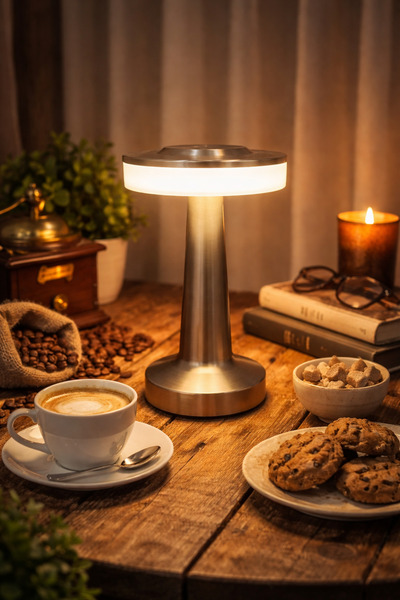 EyluX Shop Dekoratif Şarjlı Dokunmatik 3 Renkli Led Masa Lambası Usb-TypeC Ka...