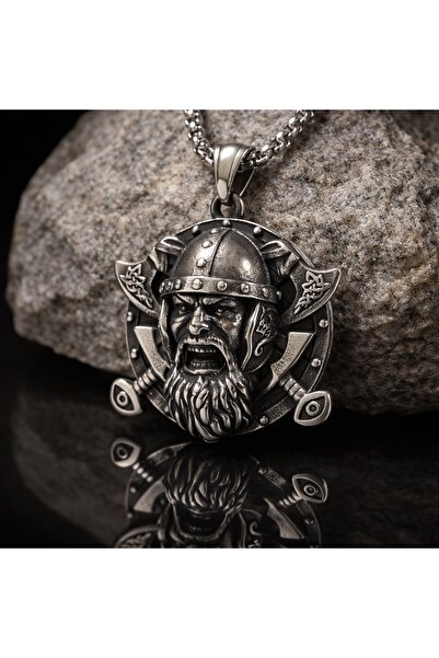 VİKİNGS قلادة من الفولاذ المقاوم للصدأ على شكل الإله أودين من الأساطير الإسكن...