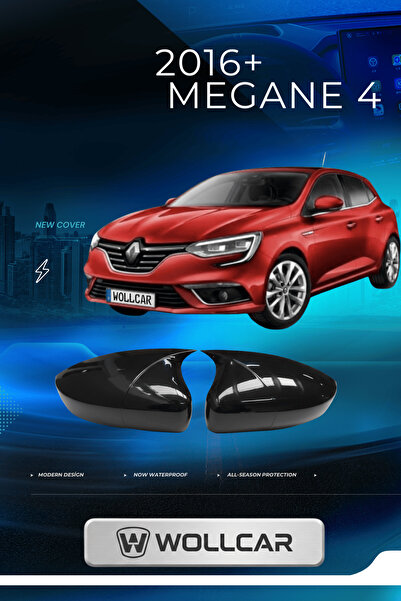 WOLLCAR MEGANE 4 Uyumlu Batman Yarasa Ayna Kapağı Piano Black 2016 Sonrası