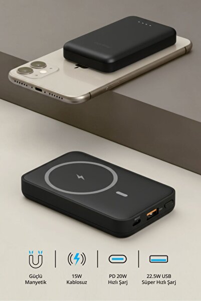 Piranha 9010‑S 5000 mAh MagSafe Powerbank | Kablosuz & Kablolu 15W/20W/22.5W ...