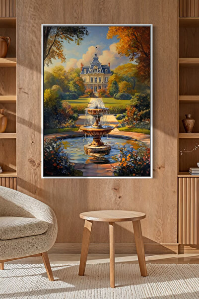 ARTAN GALLERY İtalyan Kadife Bahçe ve Şato Manzara Tablosu Yağlı Boya Görünüm...
