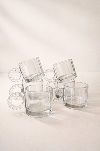 LEONEV 6Li Beaded Handle Glass Coffee Cup (Without Saucer)