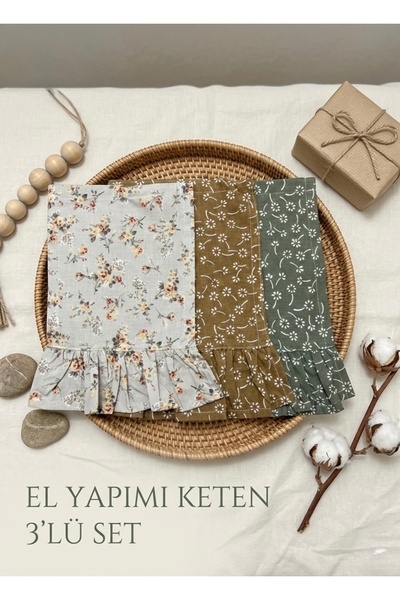 Doğa teks home Fırfırlı %100 Pamuk Kahve Sunum peçetesi (3 adet )