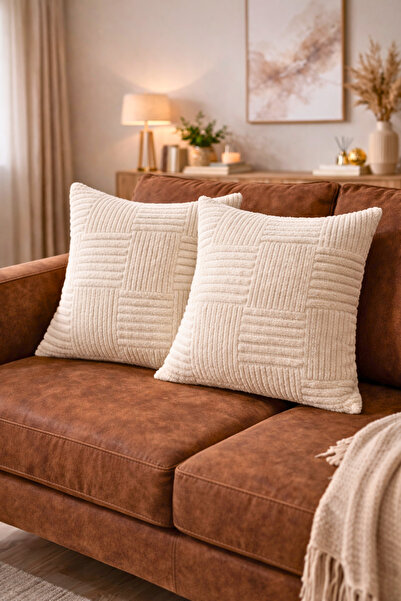 OTEXSA Set de 2 huse de pernă cu model în relief și textură moale – Huse deco...