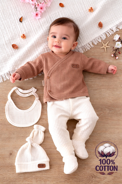 Sitilin Erke Baby Natural 100% Cotton Fabric 5 Piece Hospital Discharge Set S...