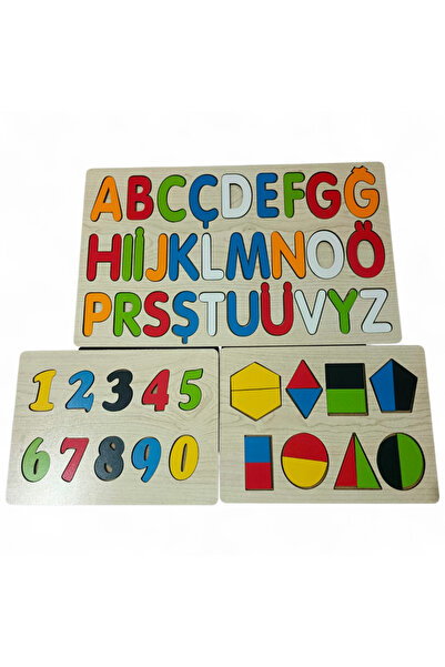 Genel Markalar Ahşap 3in1 Alfabe-sayılar-geometri Pulzze