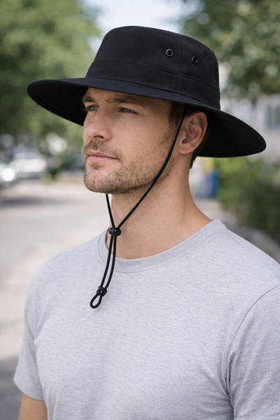 Zeramine 2024 Μαύρο καλοκαιρινό πτυσσόμενο καπέλο σαφάρι Fedora Unisex