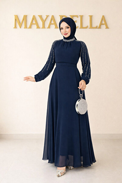 MayaBella Kolları İşlemeli Tesettür Abiye Laci