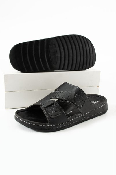 mackrock sports Men's Leather (Artificial) Orthopedic Comfortable Sole Adjustable Velcro Stitched Leather Insole Men's Slippers
