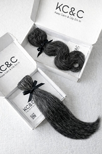 keep calm & Clip Em In - Clip-in Hair Extensions - Salt and Pepper Black Regl...