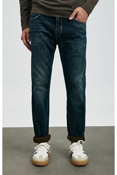 Lufian 112200227 Chrıs Spor Jean Erkek Pantolon Slim Fit Erkek Kot Pantolon MAVİ