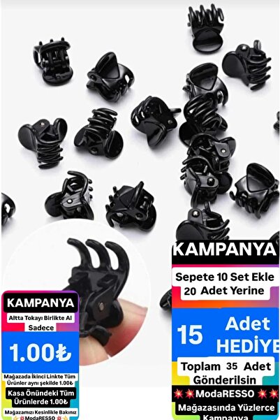 ModaRESSO Siyah Küçük Mandal Toka 2 Adet