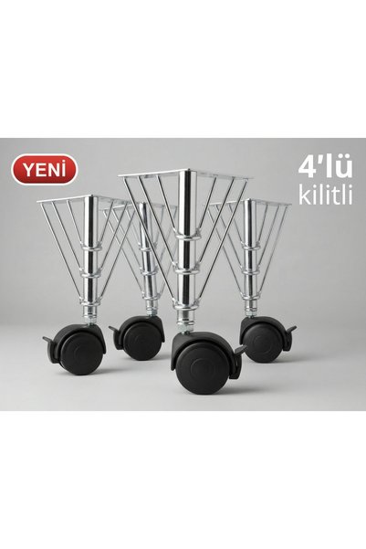 elbse Metal Body Wheeled Table Leg with Brake, Smart Coffee Table Leg, Magic Coffee Table Leg 4 Pieces 360 °   20 cm