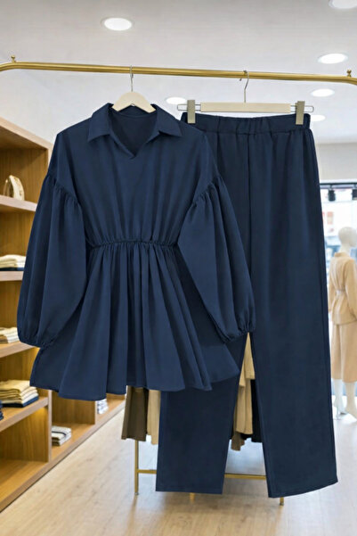 Sitilce Liana Bel Lastikli Gömlek Yaka Tesettür Alt Üst Takım